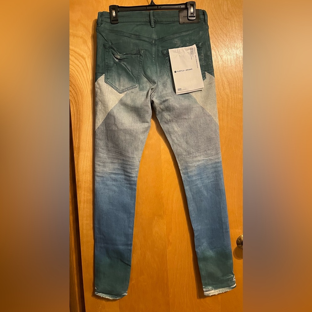 Purple brand coated diagonal light indigo/multicolor Men's Jeans with tags 30 - Picture 2 of 13